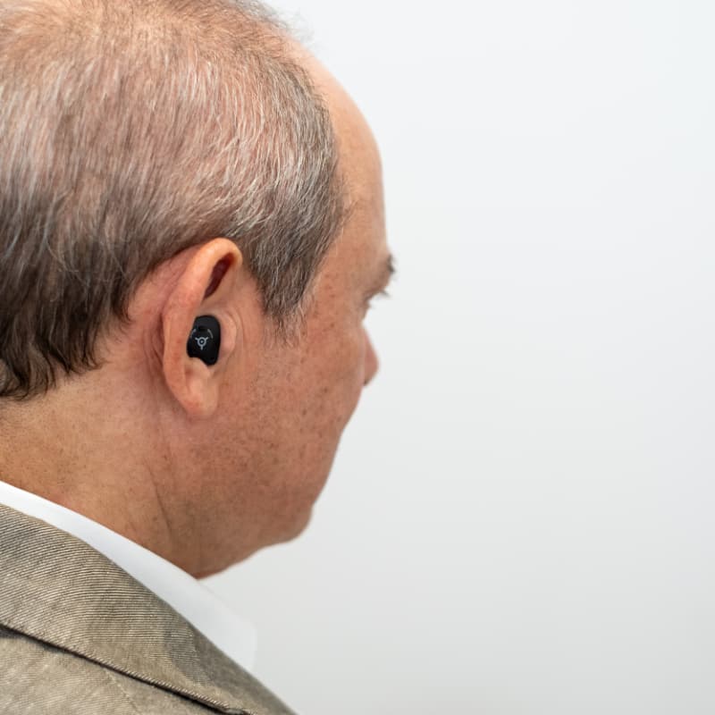 Man wearing In-the-Ear ITE hearing aids